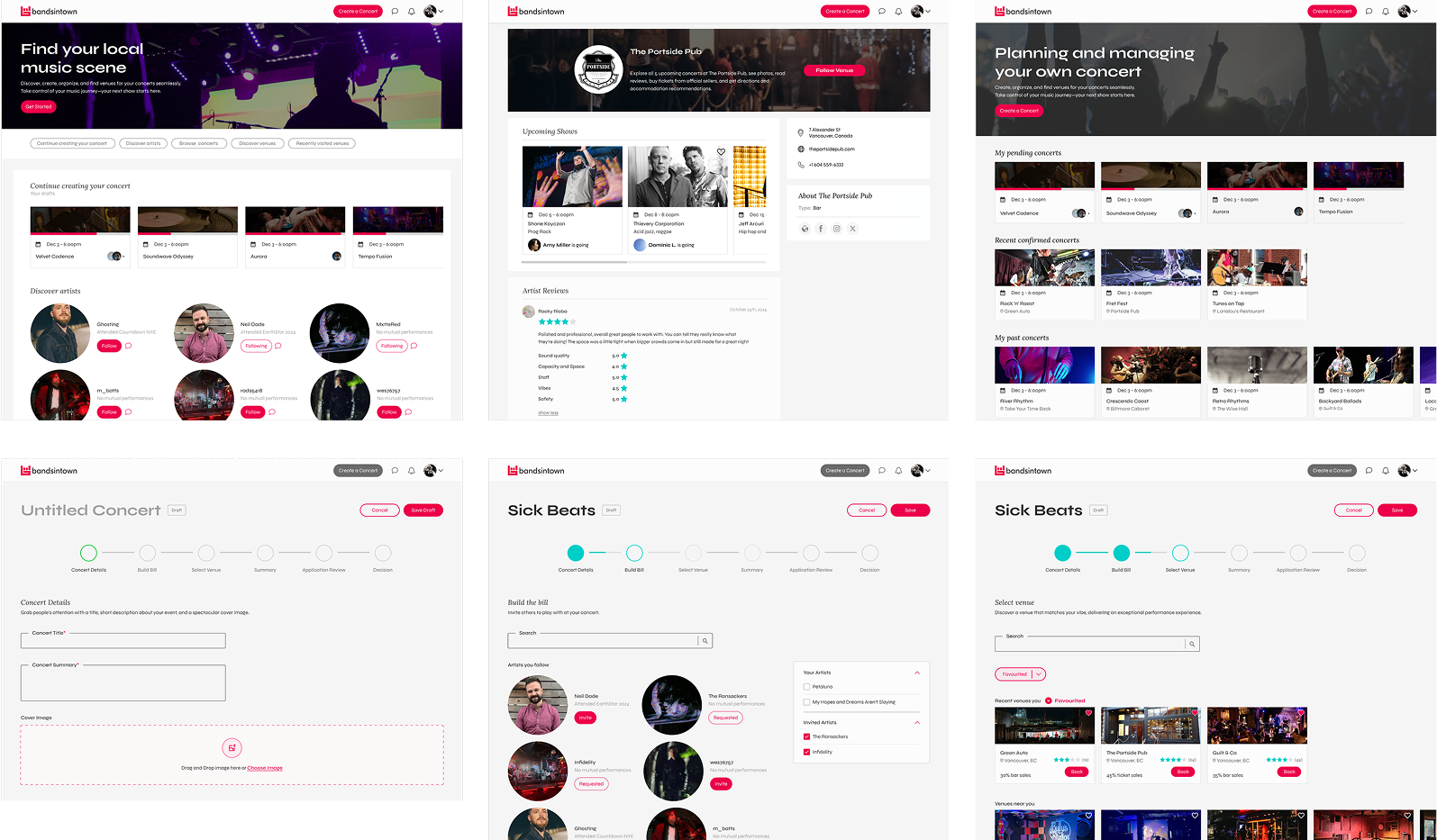 Bandsintown's Early Wireframes