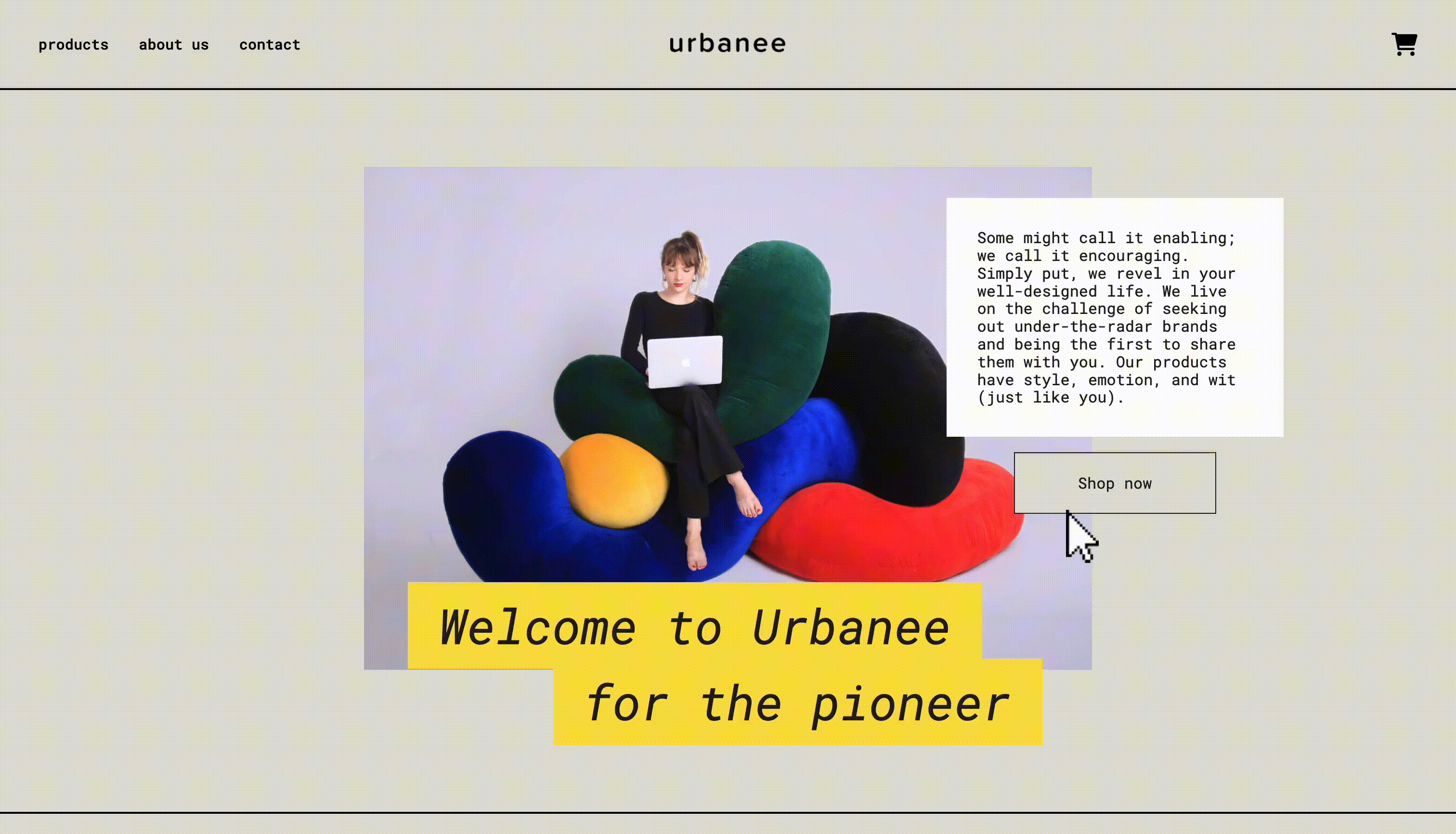 Preview gif of urbanee's homepage